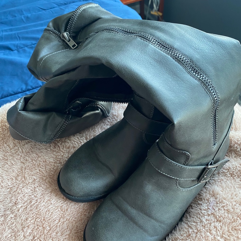 Gray long boots